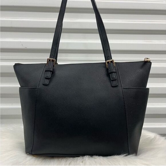 MICHAEL KORS Black Leather Pocket Jet Set Voyager Tote Laptop Work Shoulder Bag - Picture 3 of 10